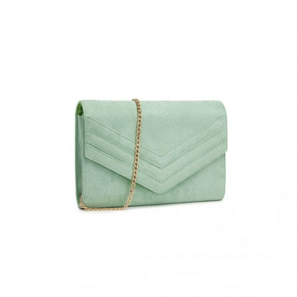 WTM2432 - Miss Lulu Luxurious Envelope-Style Evening Clutch with Elegant Detachable Metal Chain Strap - Green