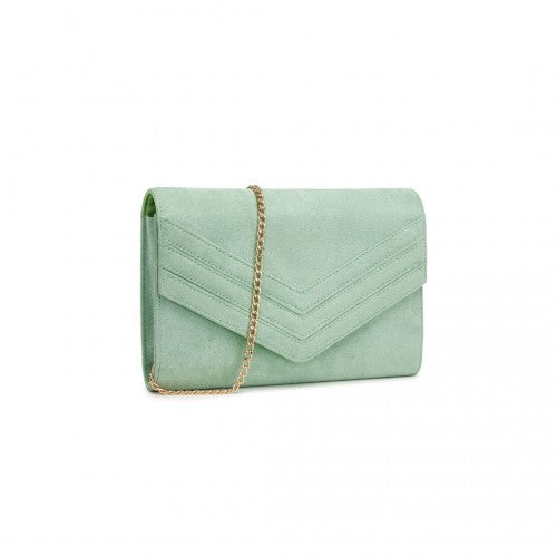 WTM2432 - Miss Lulu Luxurious Envelope-Style Evening Clutch with Elegant Detachable Metal Chain Strap - Green