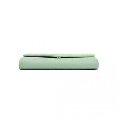 WTM2432 - Miss Lulu Luxurious Envelope-Style Evening Clutch with Elegant Detachable Metal Chain Strap - Green