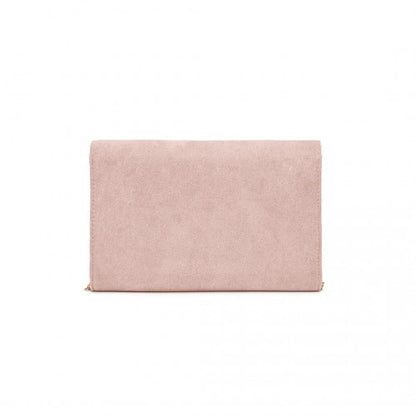WTM2432 - Miss Lulu Luxurious Envelope-Style Evening Clutch with Elegant Detachable Metal Chain Strap - Pink