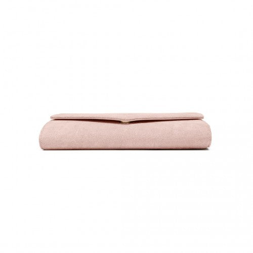 WTM2432 - Miss Lulu Luxurious Envelope-Style Evening Clutch with Elegant Detachable Metal Chain Strap - Pink