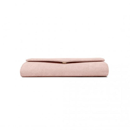 WTM2432 - Miss Lulu Luxurious Envelope-Style Evening Clutch with Elegant Detachable Metal Chain Strap - Pink