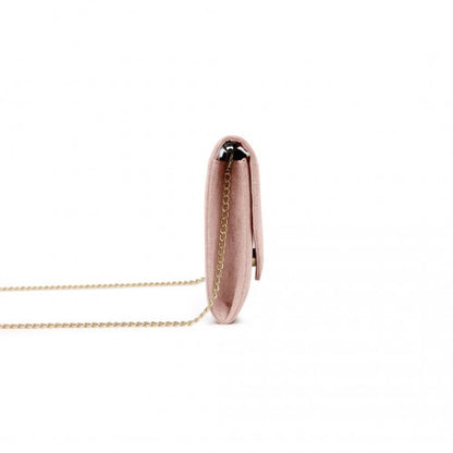 WTM2432 - Miss Lulu Luxurious Envelope-Style Evening Clutch with Elegant Detachable Metal Chain Strap - Pink