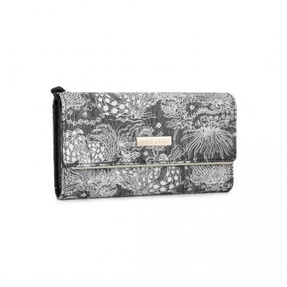 WTM2448 - Miss Lulu Elegant Women's Long Purse with Detachable Wrist Strap And Multi-Card Organizer - Black