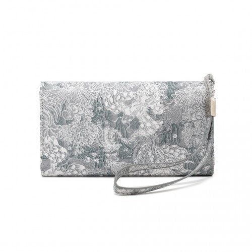 WTM2448 - Miss Lulu Elegant Women's Long Purse with Detachable Wrist Strap And Multi-Card Organizer - Grey