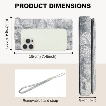 WTM2448 - Miss Lulu Elegant Women's Long Purse with Detachable Wrist Strap And Multi-Card Organizer - Grey