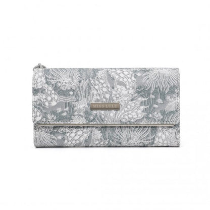 WTM2448 - Miss Lulu Elegant Women's Long Purse with Detachable Wrist Strap And Multi-Card Organizer - Grey