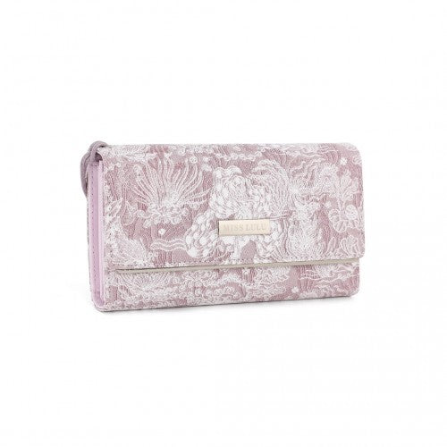 WTM2448 - Miss Lulu Elegant Women's Long Purse with Detachable Wrist Strap And Multi-Card Organizer - Pink