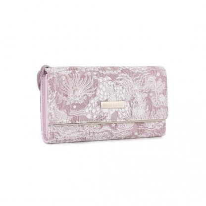 WTM2448 - Miss Lulu Elegant Women's Long Purse with Detachable Wrist Strap And Multi-Card Organizer - Pink