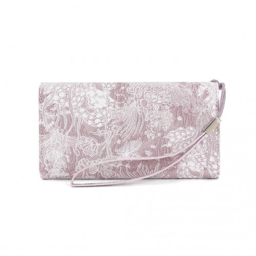 WTM2448 - Miss Lulu Elegant Women's Long Purse with Detachable Wrist Strap And Multi-Card Organizer - Pink