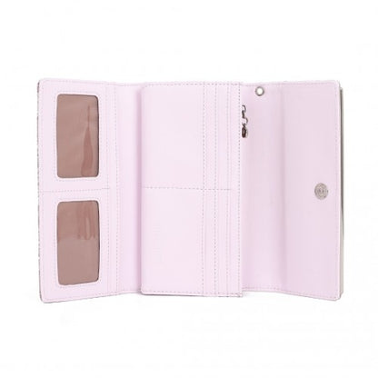 WTM2448 - Miss Lulu Elegant Women's Long Purse with Detachable Wrist Strap And Multi-Card Organizer - Pink