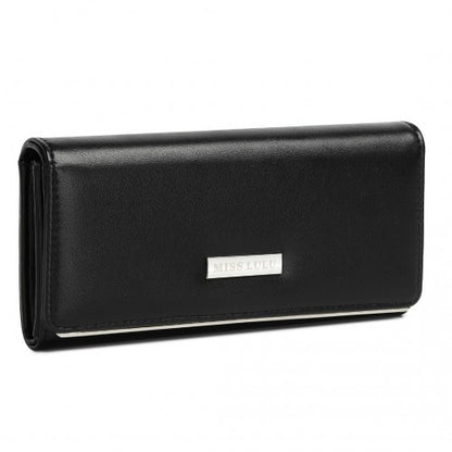 WTM2454 - Miss Lulu Sleek and Elegant Long Wallet for Women– A Timeless Accessory - Black