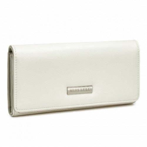 WTM2454 - Miss Lulu Sleek and Elegant Long Wallet for Women– A Timeless Accessory - White
