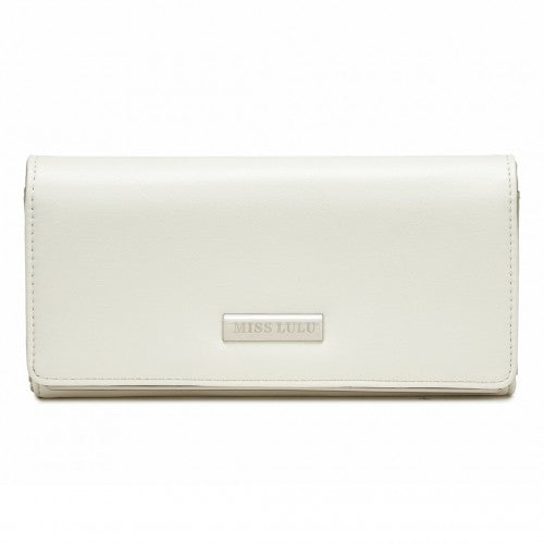 WTM2454 - Miss Lulu Sleek and Elegant Long Wallet for Women– A Timeless Accessory - White