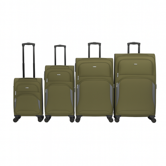 Explorador Expandable Soft Suitcase with Spinner Wheels & Lock - Army Green