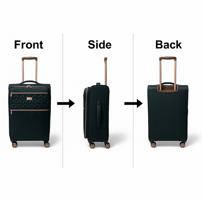 EAGLE Skyper Expandable Softshell Luggage – Super Light, 8-Wheel Spinner - Black