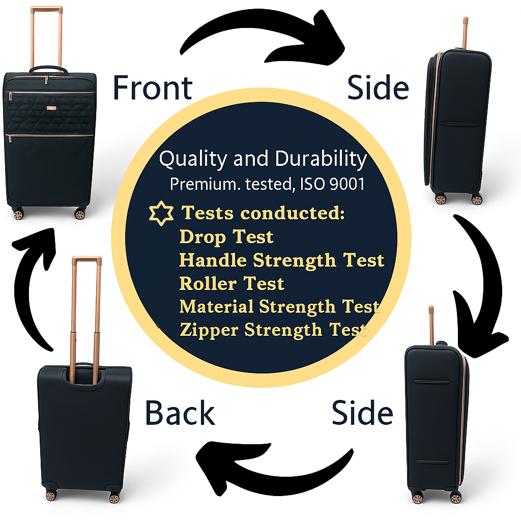 EAGLE Skyper Expandable Softshell Luggage – Super Light, 8-Wheel Spinner - Black