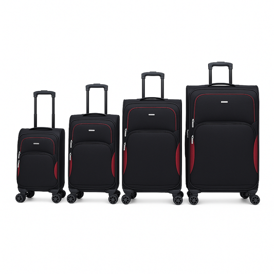 Explorador Expandable Soft Suitcase with Spinner Wheels & Lock - Black