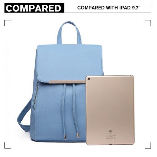 E1669 - Miss Lulu Faux Leather Stylish Fashion Backpack - Light Blue - Easy Luggage