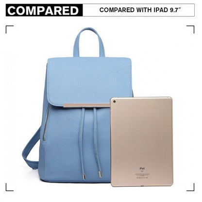 E1669 - Miss Lulu Faux Leather Stylish Fashion Backpack - Light Blue - Easy Luggage