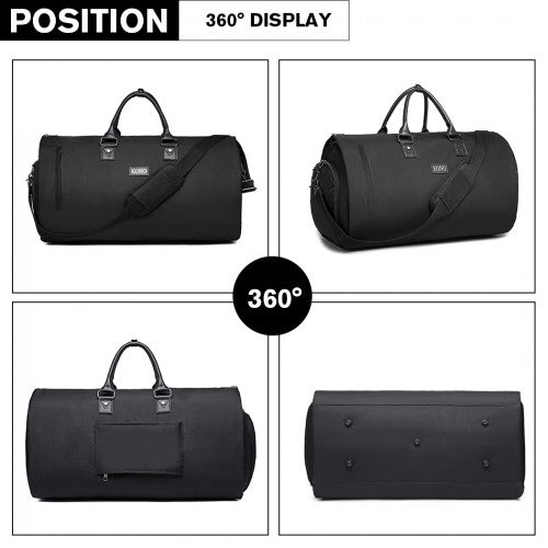 E1918 - Kono Travel Suit Garment Duffel Bag - Black - Easy Luggage