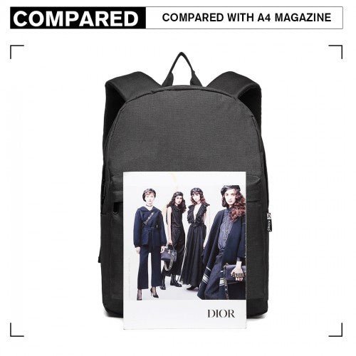 E1930 - Kono Durable Polyester Everyday Backpack With Sleek Design - Black - Easy Luggage
