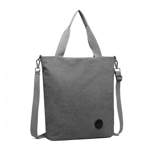 E1965 - Kono Large Canvas Unisex Messenger Bag - Grey - Easy Luggage