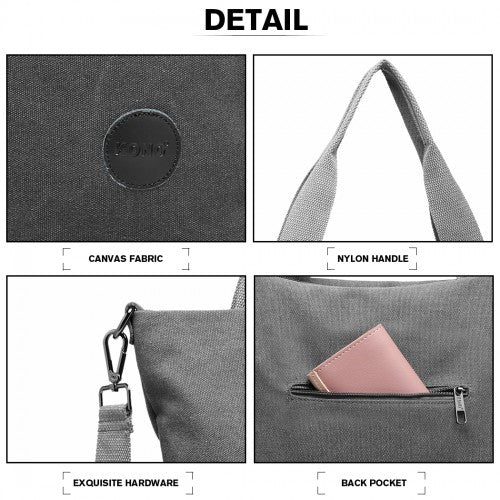 E1965 - Kono Large Canvas Unisex Messenger Bag - Grey - Easy Luggage