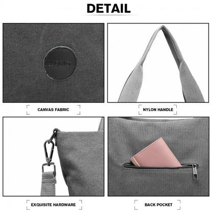 E1965 - Kono Large Canvas Unisex Messenger Bag - Grey - Easy Luggage