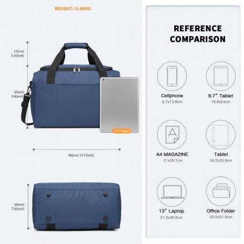 E2016S - Kono Structured Travel Duffle Bag - Navy - Easy Luggage