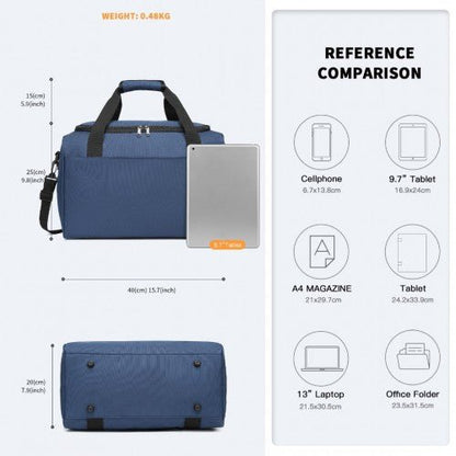 E2016S - Kono Structured Travel Duffle Bag - Navy - Easy Luggage