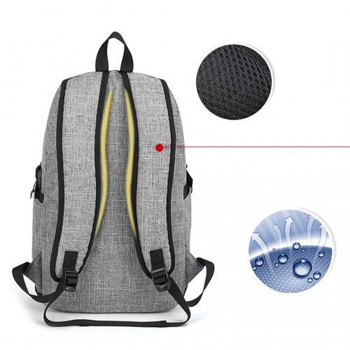 E6715 - Kono Business Laptop Backpack with USB Charging Port - Grey - Easy Luggage