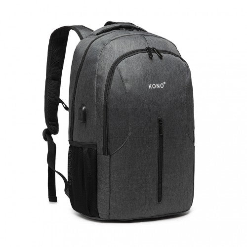E6904 - Kono Large Backpack with USB Charging Interface - Grey - Easy Luggage