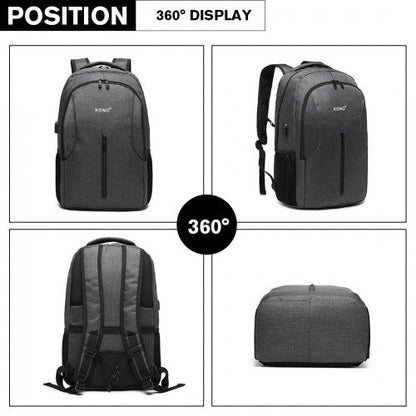 E6904 - Kono Large Backpack with USB Charging Interface - Grey - Easy Luggage