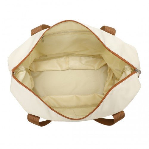 EA2212 - Kono Two Pieces Expandable Durable Waterproof Travel Duffel Bag Set - Beige And Brown - Easy Luggage