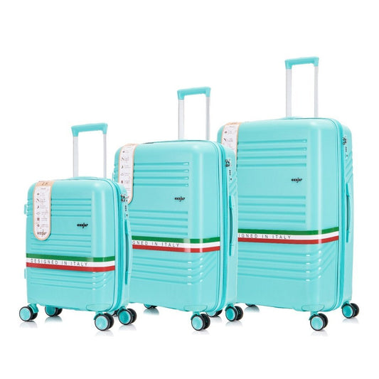 Eagle Hard Shell PP Suitcase Expandable Trolley Travel Case TSA Hand Cabin Teal - Easy Luggage