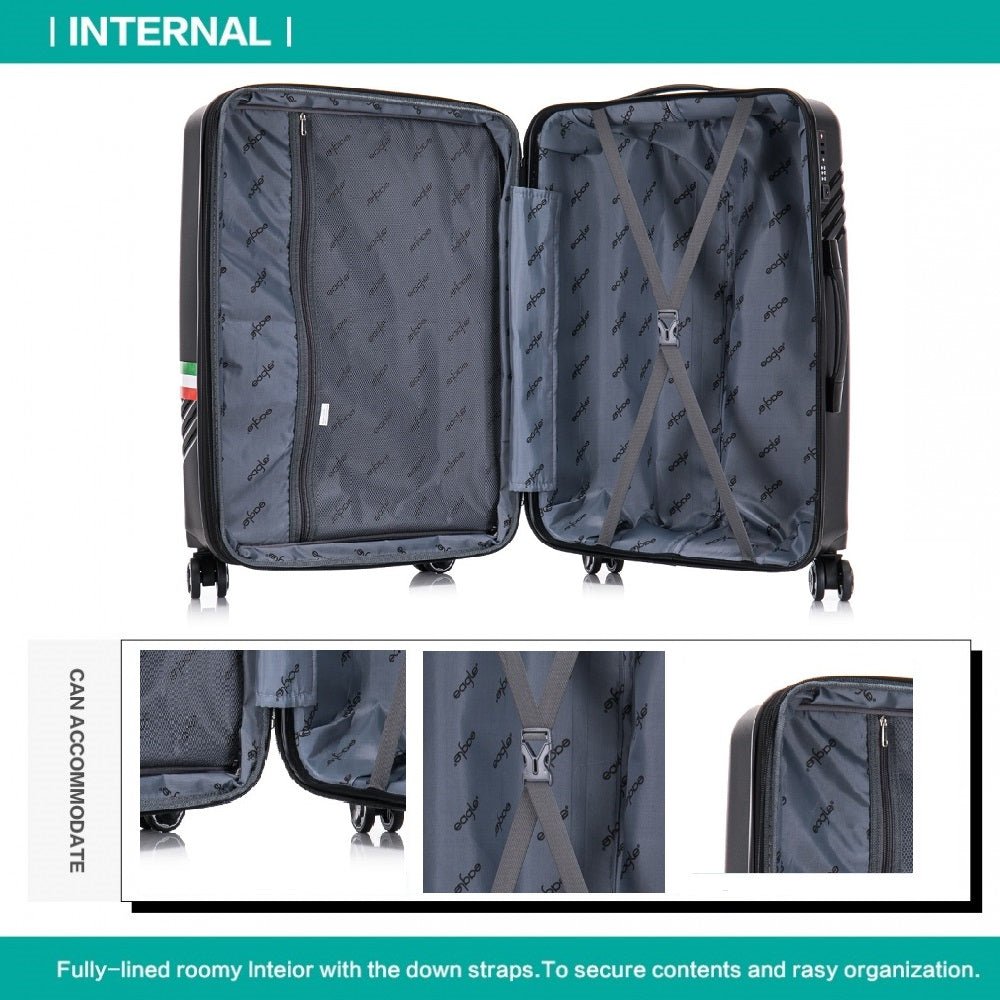 Eagle Hard Shell PP Suitcase Expandable Trolley Travel Case TSA Hand Cabin Teal - Easy Luggage