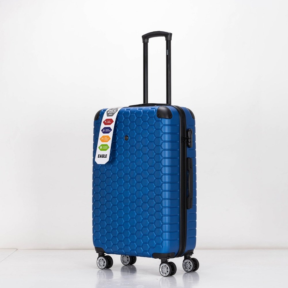 EAGLE Hexagon ABS Hard Shell 4 Wheels Blue - Easy Luggage
