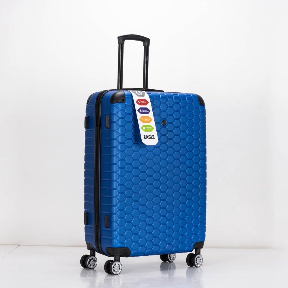 EAGLE Hexagon ABS Hard Shell 4 Wheels Blue - Easy Luggage