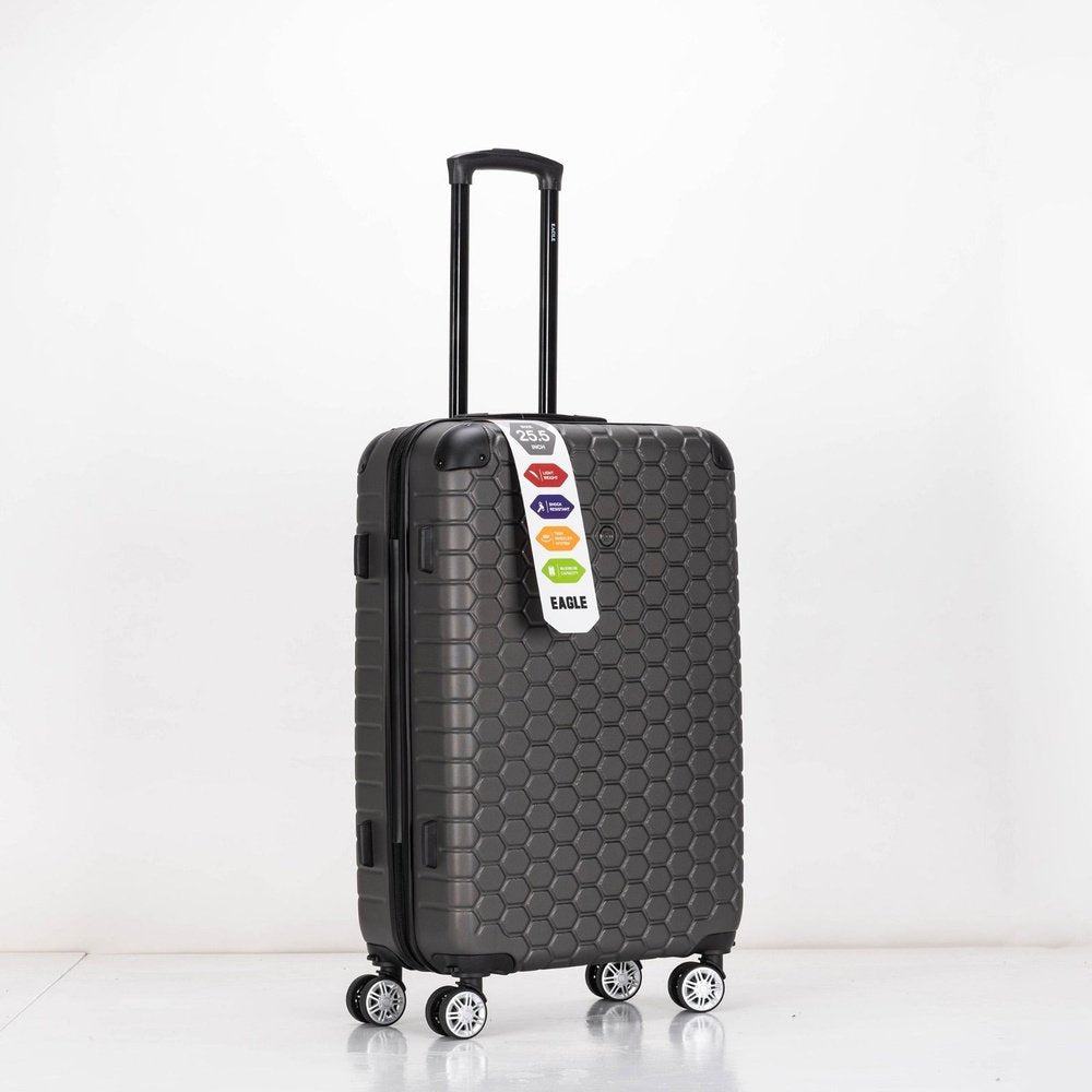 EAGLE Hexagon ABS Hard Shell 4 Wheels Grey - Easy Luggage