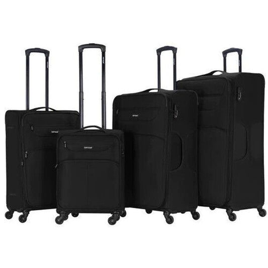 Eagle Super Lightweight 4 Wheels Spinner Soft Shell Expandable Luggage Black - Easy Luggage
