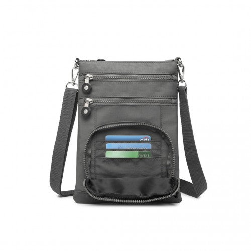EB2228 - Kono Casual Multi Pocket RFID Blocking Cross body Bag - Grey - Easy Luggage