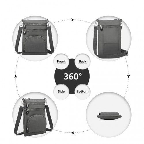 EB2228 - Kono Casual Multi Pocket RFID Blocking Cross body Bag - Grey - Easy Luggage