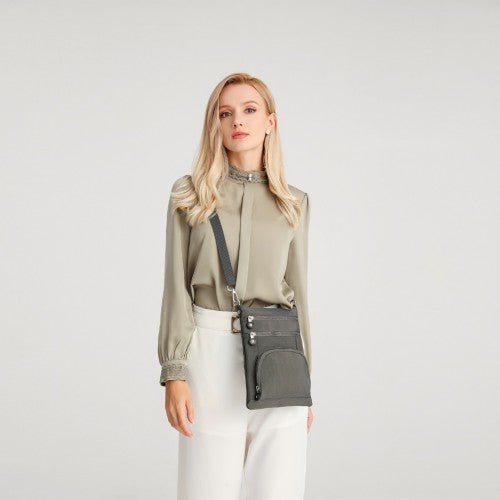 EB2228 - Kono Casual Multi Pocket RFID Blocking Cross body Bag - Grey - Easy Luggage