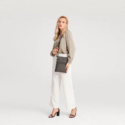 EB2228 - Kono Casual Multi Pocket RFID Blocking Cross body Bag - Grey - Easy Luggage