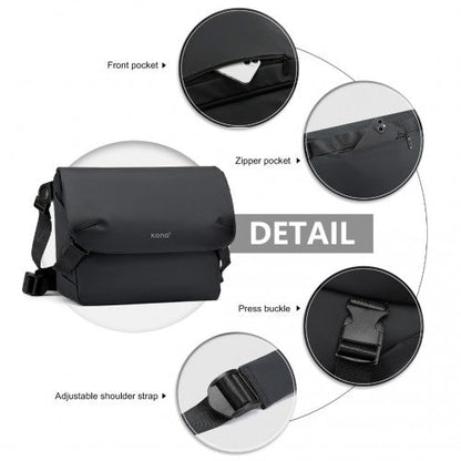 EB2340 - KONO Modern PVC Coated Water - Resistant Crossbody With Versatile Carrying Options - Black - Easy Luggage