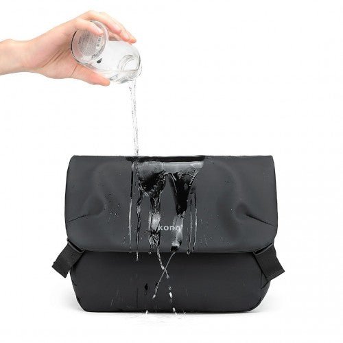 EB2340 - KONO Modern PVC Coated Water - Resistant Crossbody With Versatile Carrying Options - Black - Easy Luggage