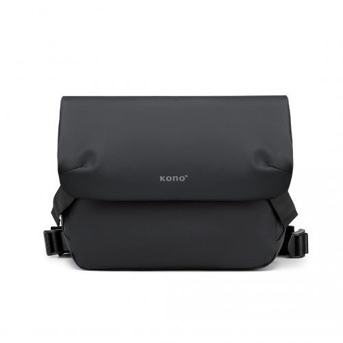 EB2340 - KONO Modern PVC Coated Water - Resistant Crossbody With Versatile Carrying Options - Black - Easy Luggage