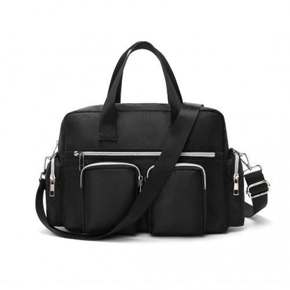 EB2351 - Kono Sleek Multi - Pocket Water - Resistant Crossbody Tote Bag - Black - Easy Luggage