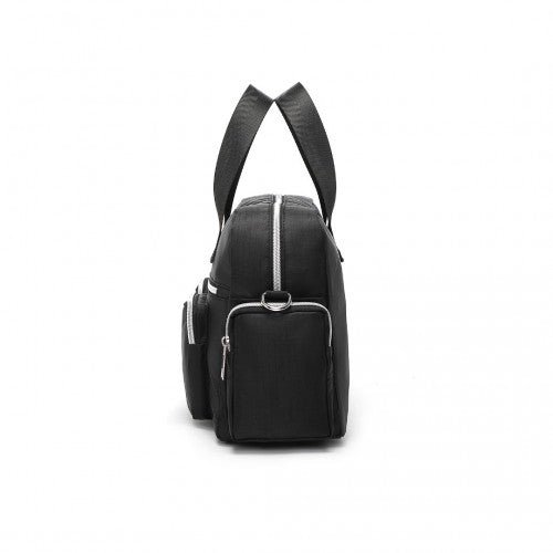 EB2351 - Kono Sleek Multi - Pocket Water - Resistant Crossbody Tote Bag - Black - Easy Luggage